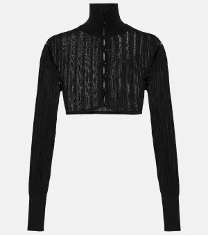 ALAÏA ribbed cropped cardigan, black