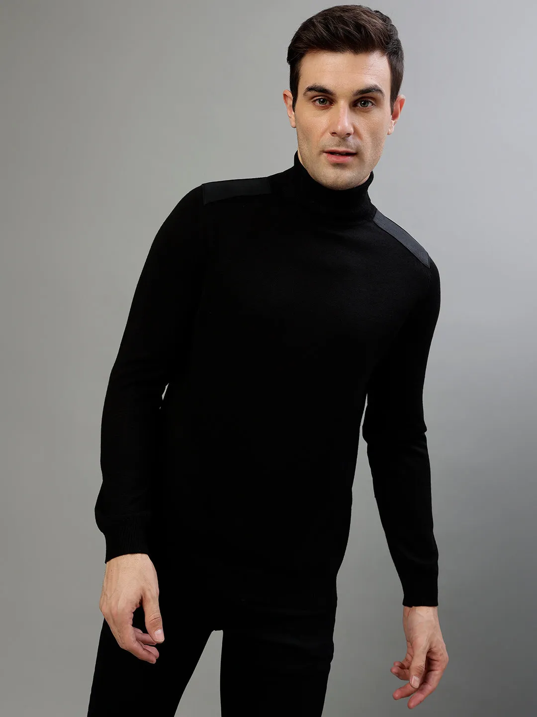 Antony Morato Men Solid High Neck Full Sleeves Sweater