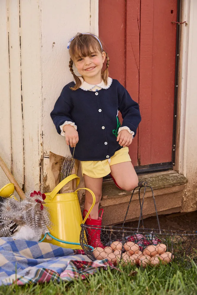 Applique Daisy Cardigan -- Navy