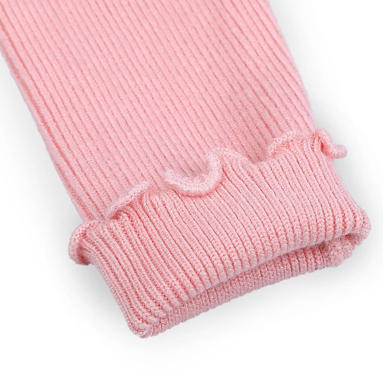 Basic Ribbed Premium Full Sleeves Knitted Kids Sweater - Pink