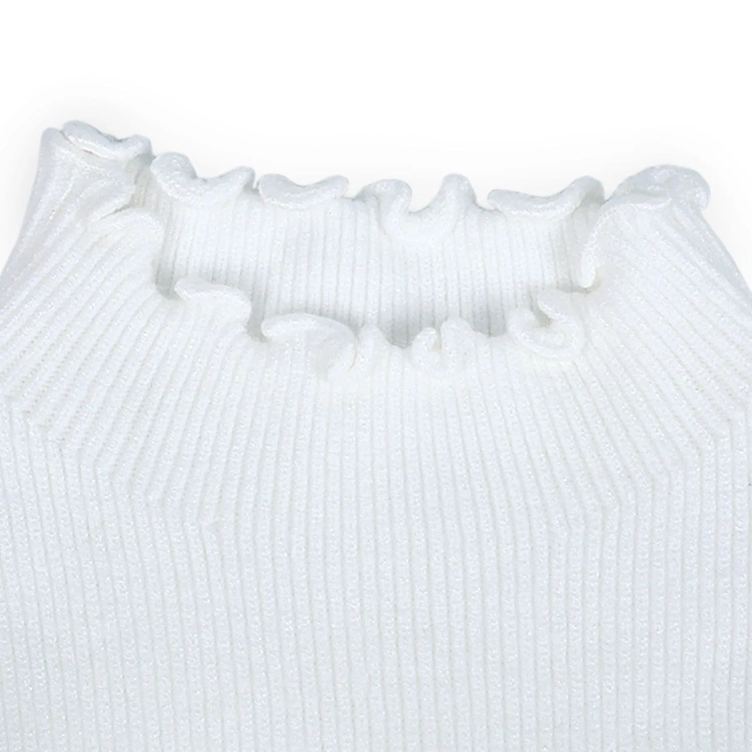 Basic Ribbed Premium Full Sleeves Knitted Kids Sweater - White