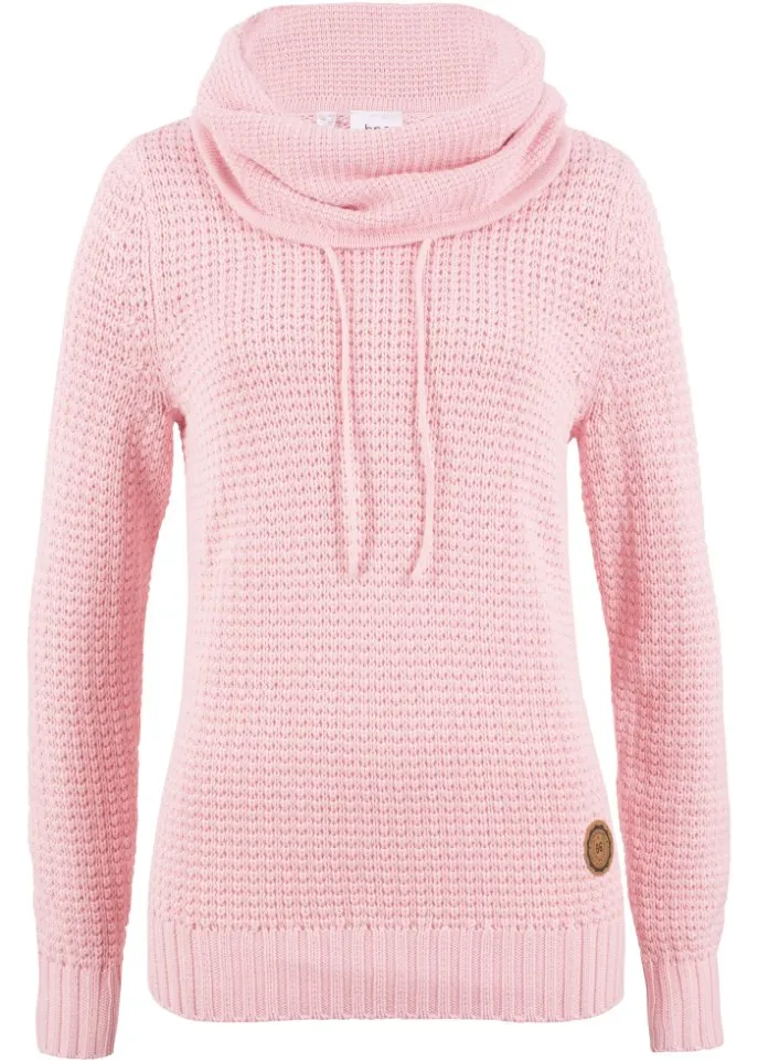 Bpc Bonprix Collection turtleneck sweater with ties, pink