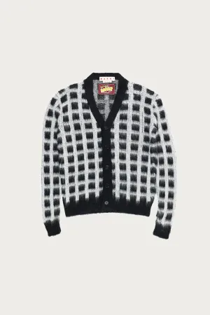 Brushed Check Fuzzy Wuzzy Cardigan - Black