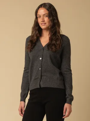 Classic V Neck Cardigan_Graphite