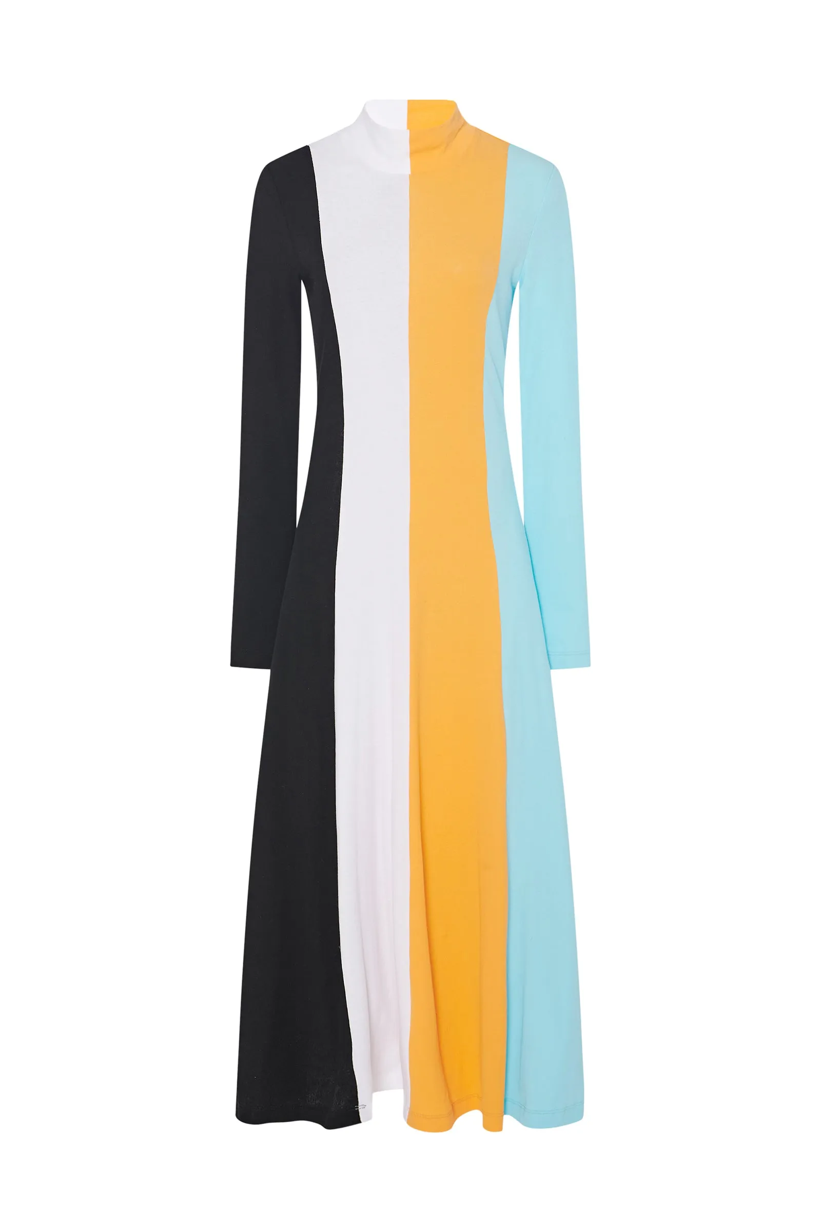 COLORBLOCK ZIP UP TURTLENECK DRESS