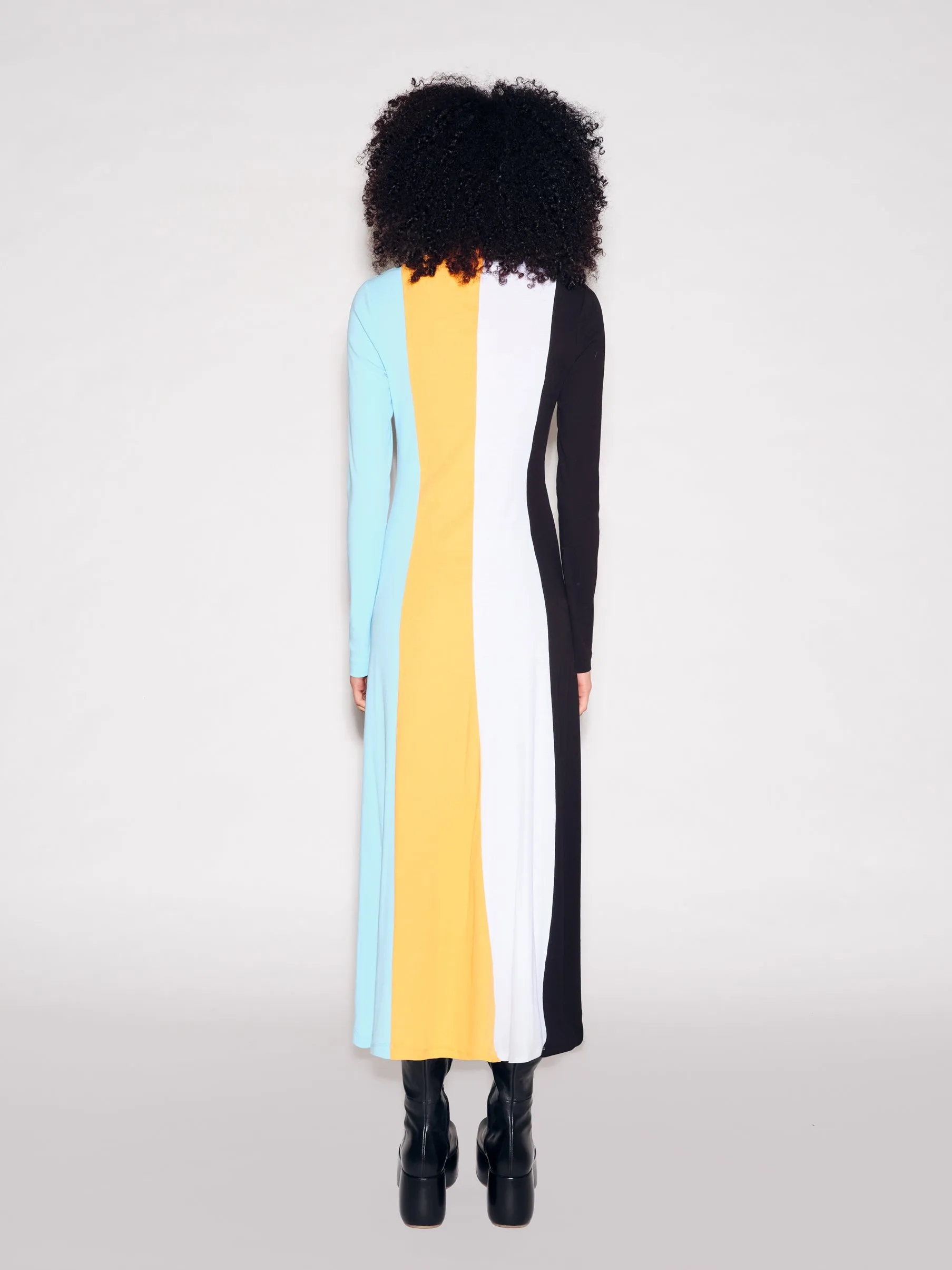 COLORBLOCK ZIP UP TURTLENECK DRESS