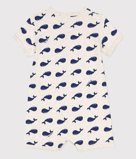 Cotton Navy Whale One-Piece