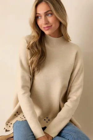 Cozy Conversations Oatmeal Knit Sweater