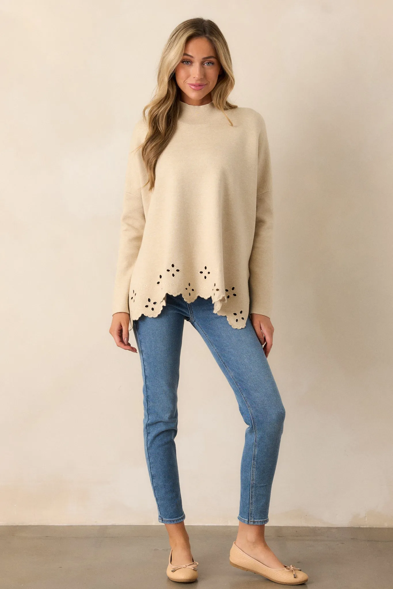 Cozy Conversations Oatmeal Knit Sweater