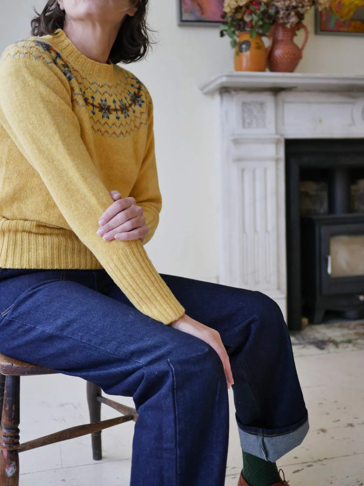 Fair Isle Crew Neck Jumper - Maize