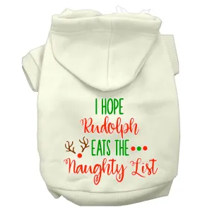 Hope Rudolph Eats Naughty List Screen Print Dog Hoodie Cream Xl