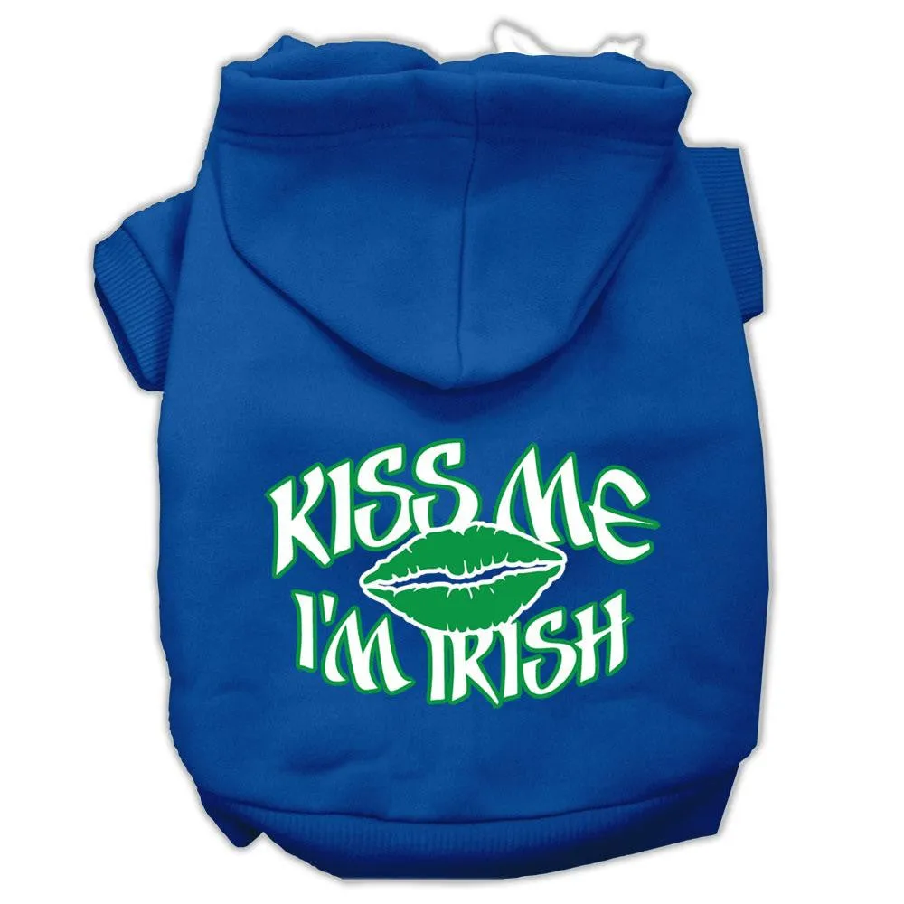 Kiss Me I'm Irish Screen Print Pet Hoodies Blue Size Lg (14)