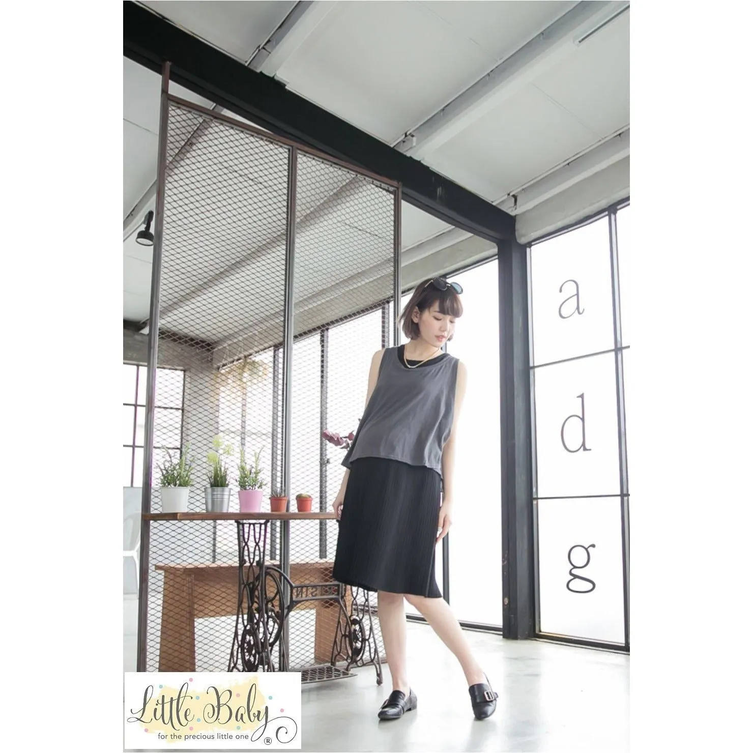 L1662353 Korea Versatile Pleated Black Dress