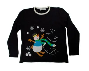 Skiing Snowman-Small Christmas Sweater