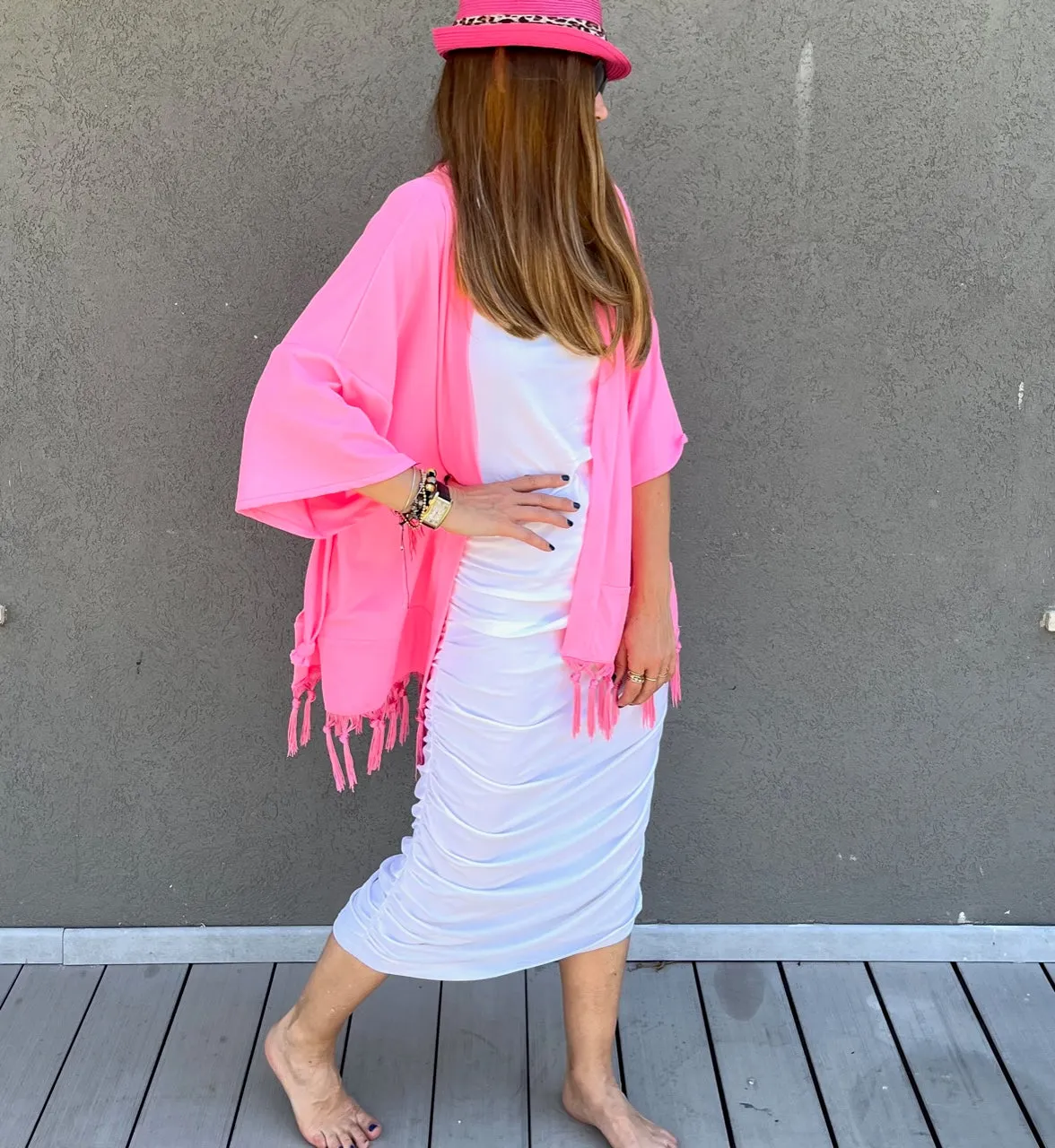 Swimsuit - Cardigan Kimono Car2203S - Fluo Pink