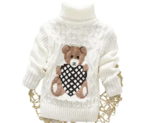 Unisex Cartoon Bear Design Warm Knitted Jumper For Kids