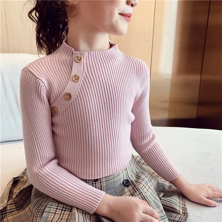 Warm Knitted Pullover Turtleneck Sweaters For Girls