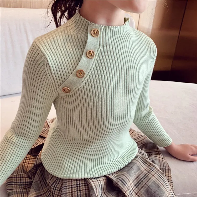 Warm Knitted Pullover Turtleneck Sweaters For Girls