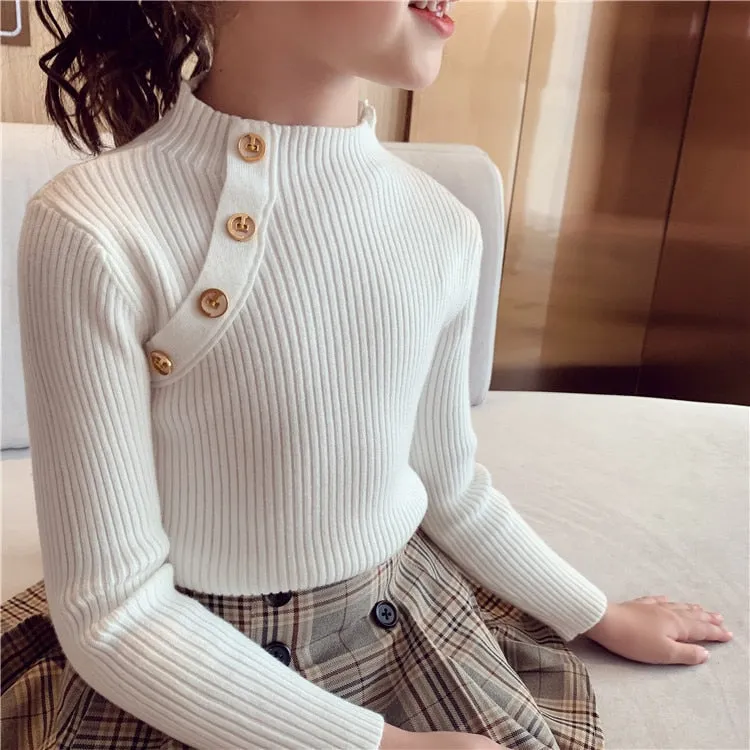 Warm Knitted Pullover Turtleneck Sweaters For Girls