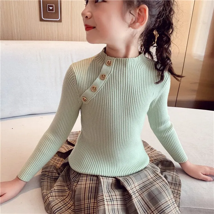 Warm Knitted Pullover Turtleneck Sweaters For Girls