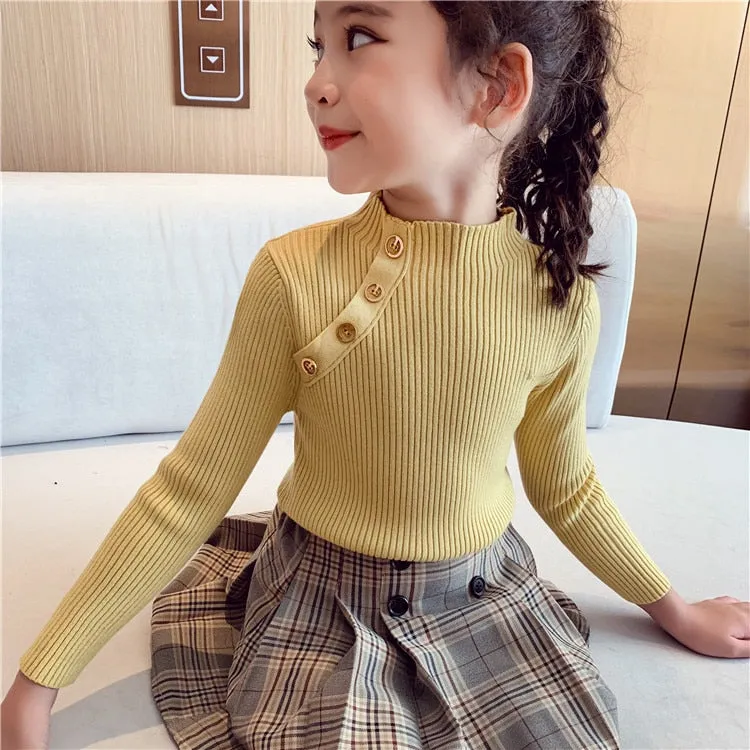 Warm Knitted Pullover Turtleneck Sweaters For Girls