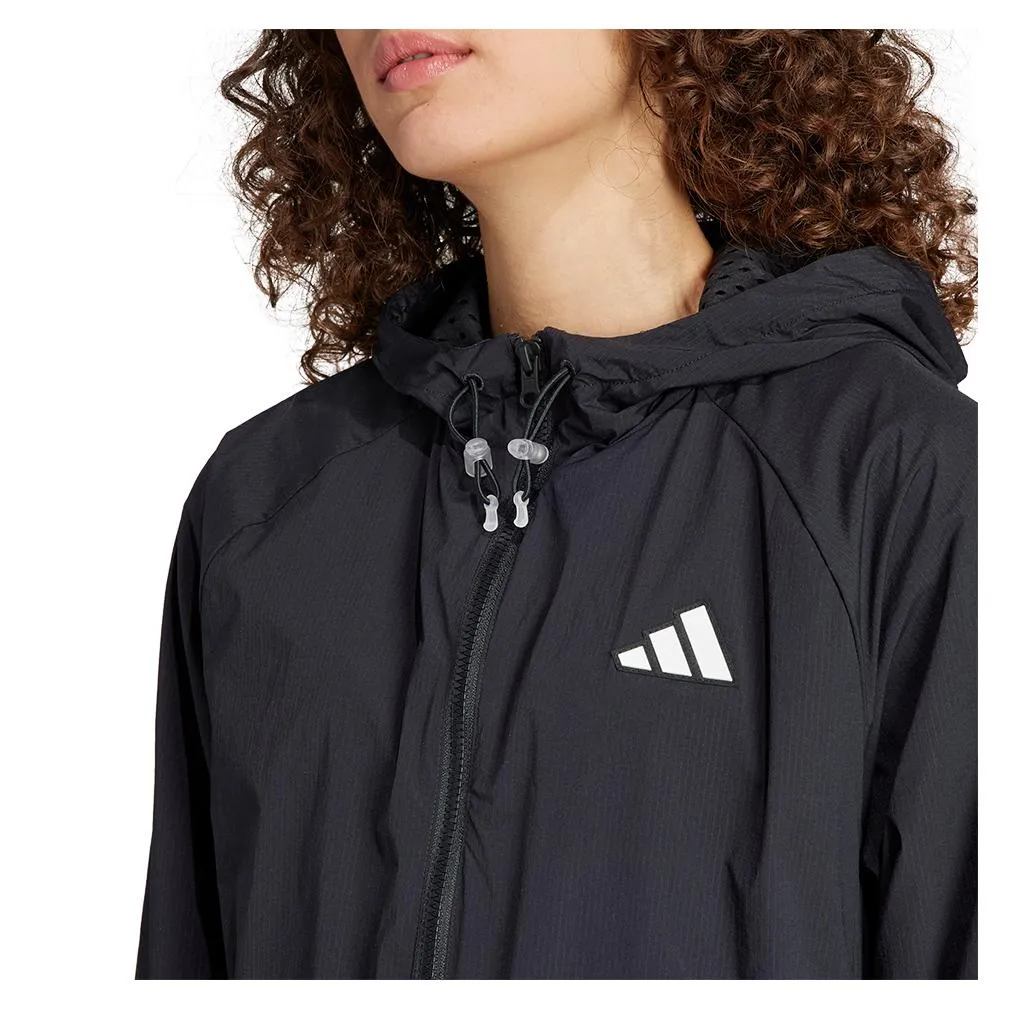 Women's Semi Transparent Full-Zip Tennis Jacket Black